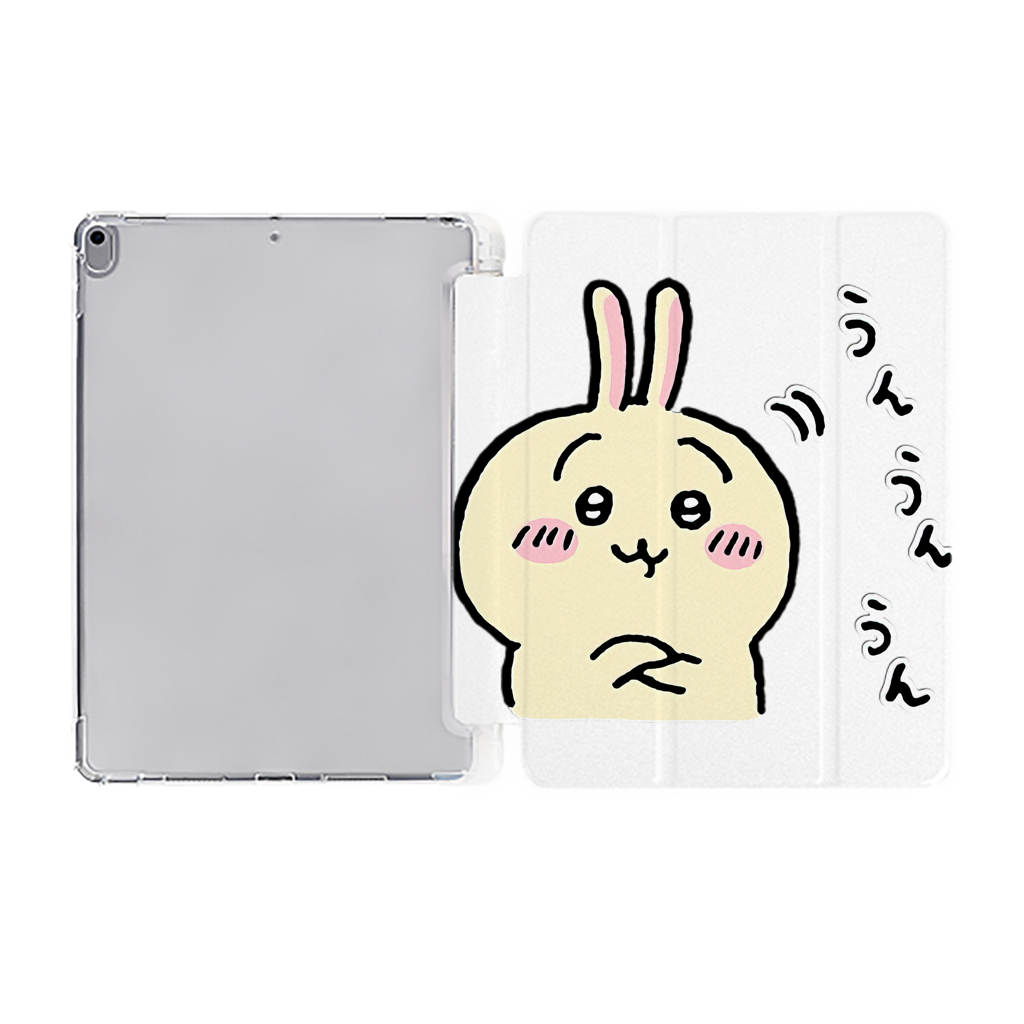 （画像用） ちいかわ うさぎ Chii-kawa usagi IPad ケース ペン収納付き 三つ折りスタンド PUレザー×シリコン 対応機種9.5/10.5/10.9インチ